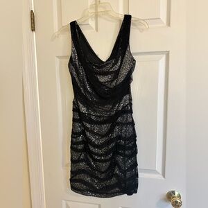 Elegant Black and Silver Sequin Dress